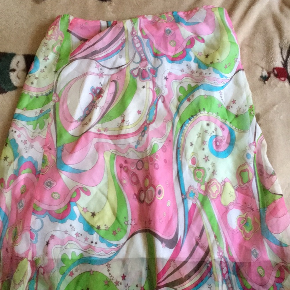 Pink,Greene,and light blue design skirt